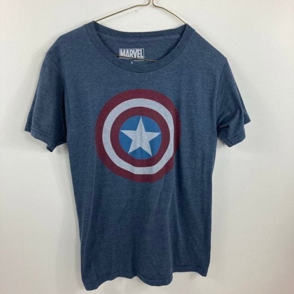 Boys Marvel Captain America Tee Shirt Gray‎ Blue S